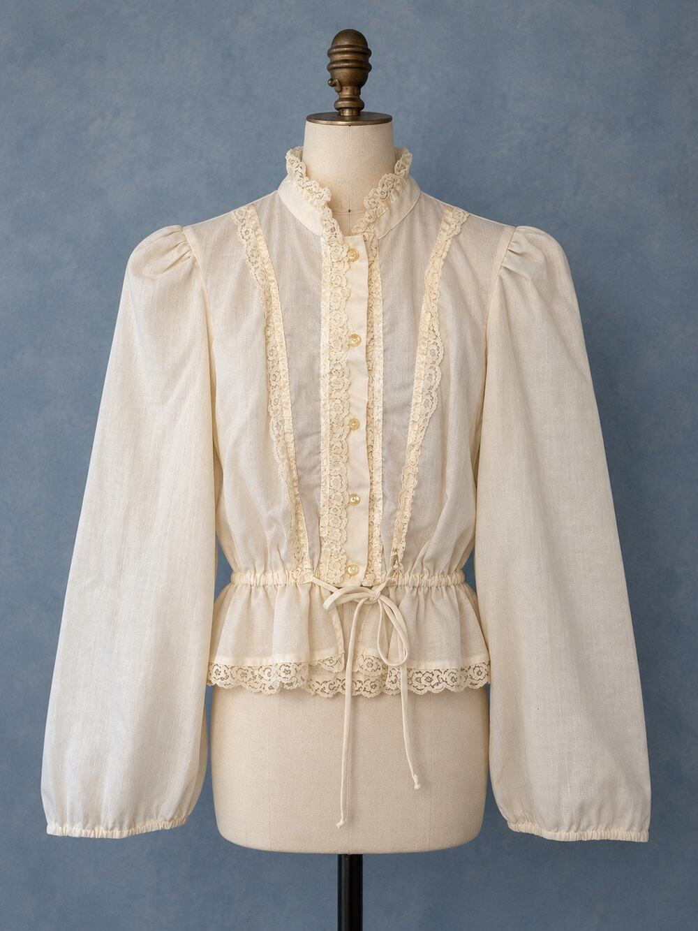 Vintage 1970s Byer California Ivory Lace Prairie Blouse | Small
